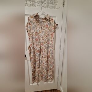 Lucky Brand Cream Floral Maxi Wrap Dress